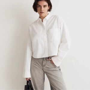 NWT Madewell The Signature Oxford Cropped Shirt size M